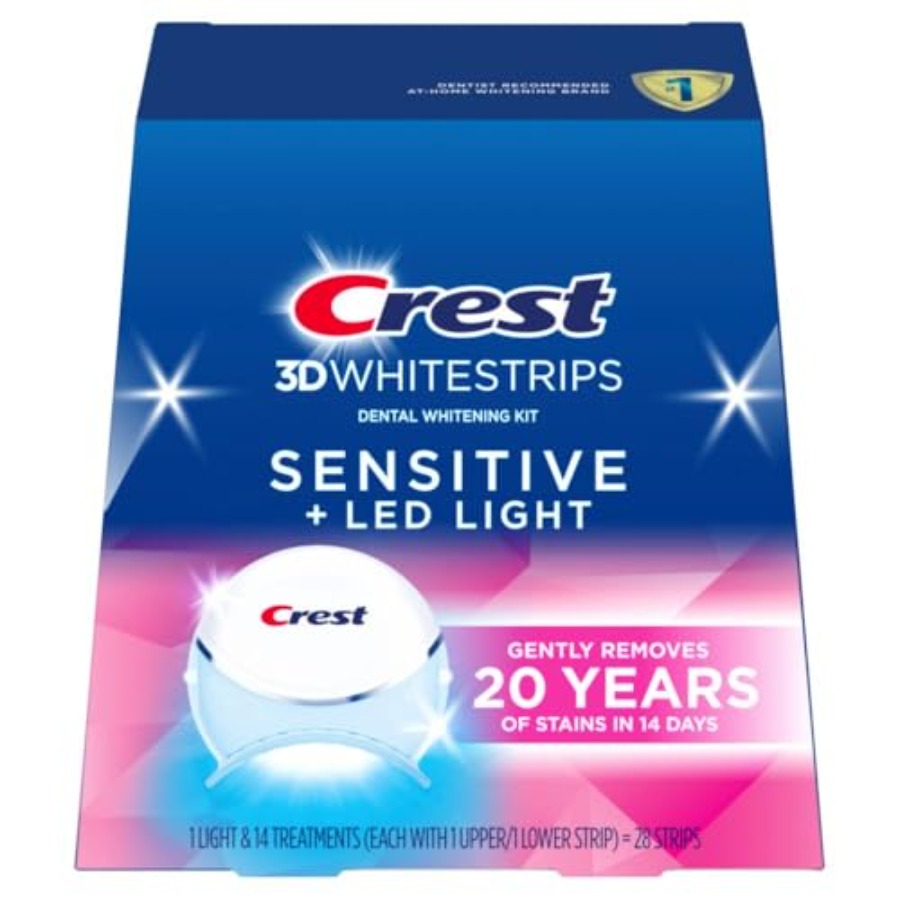 Teeth Whitening Kit With Light - Crest 3D Whitestrips Sensitive Gentle +