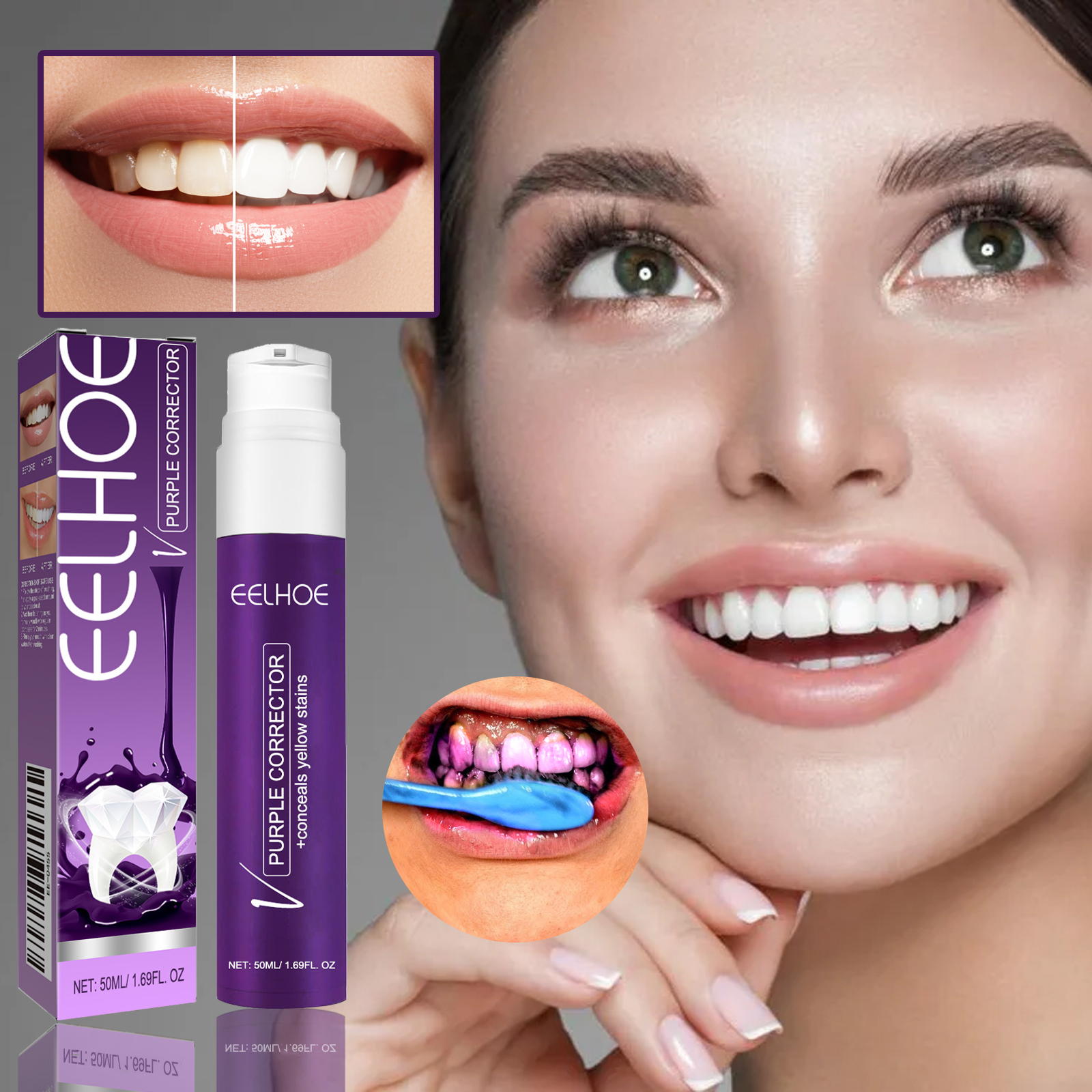 Teeth Whitening Cream - V34 Purple ToothpasteTeeth Whitening, Stain Removal,