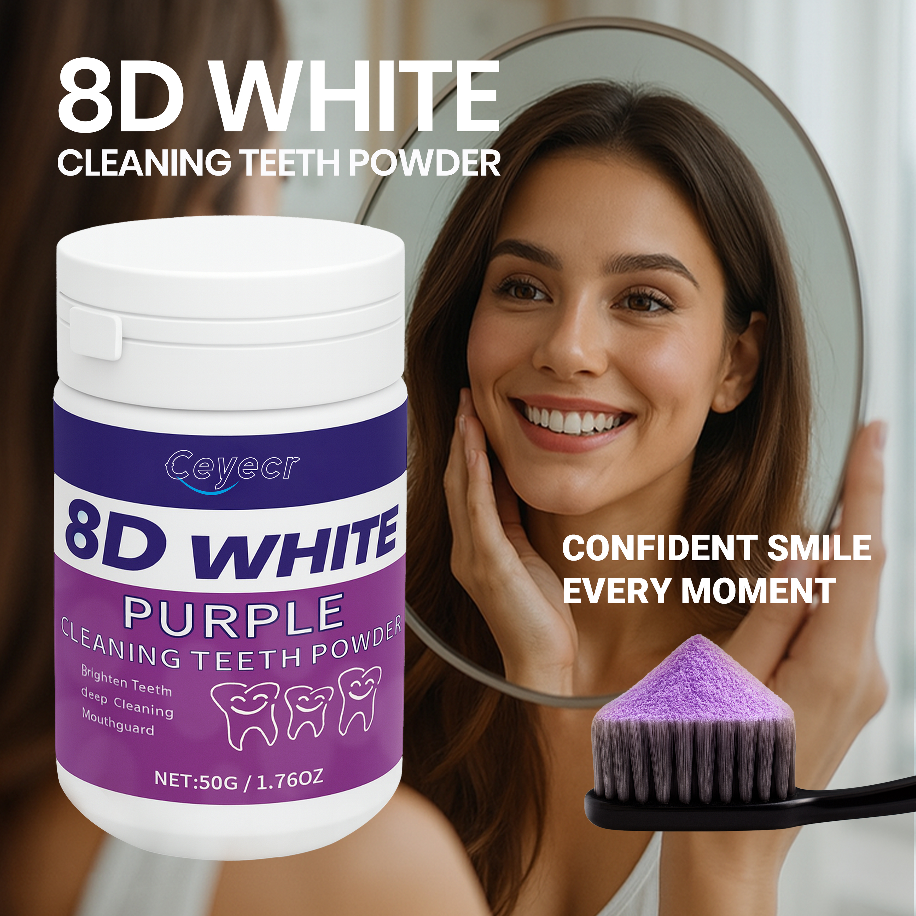 Remineralizing Toothpaste - 8D white Teeth Whitening Powder, 50g/1.76.Oz