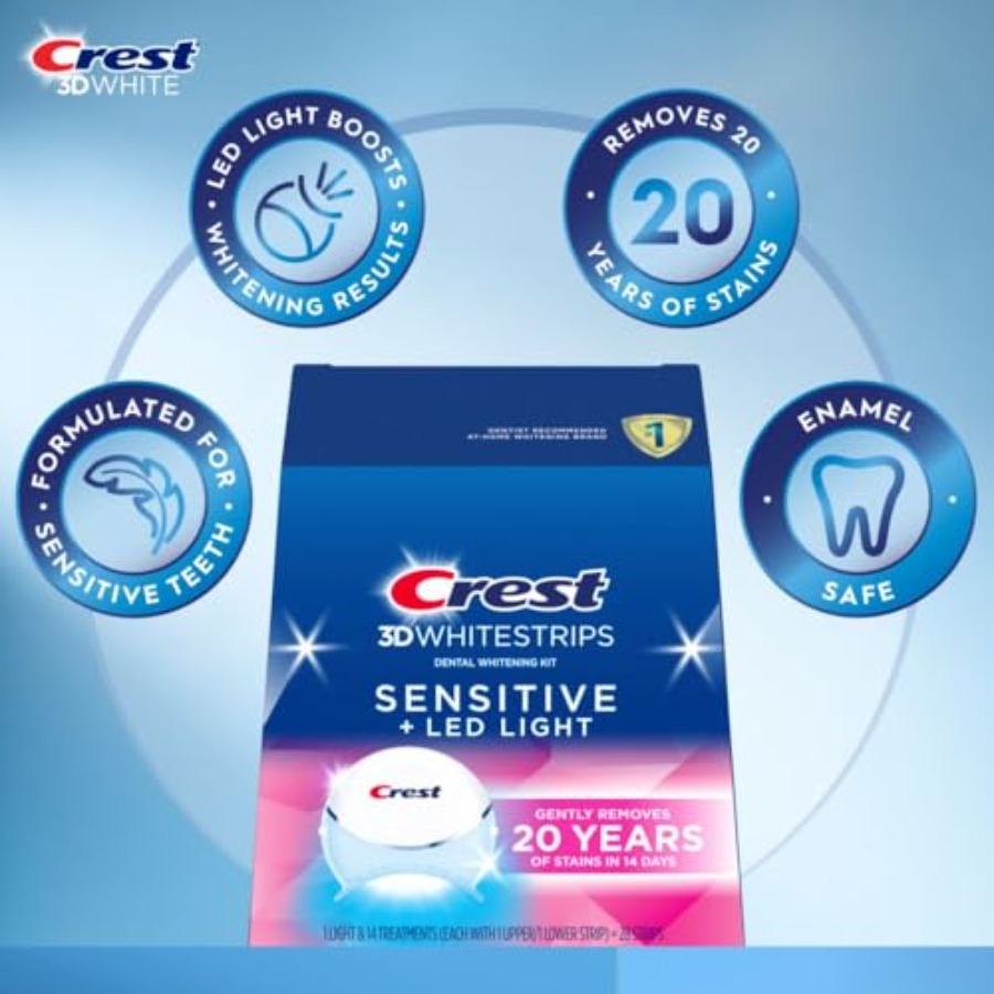 Crest 3D Whitestrips Sensitive - огляд і ціна Teeth Whitening Kit With Light