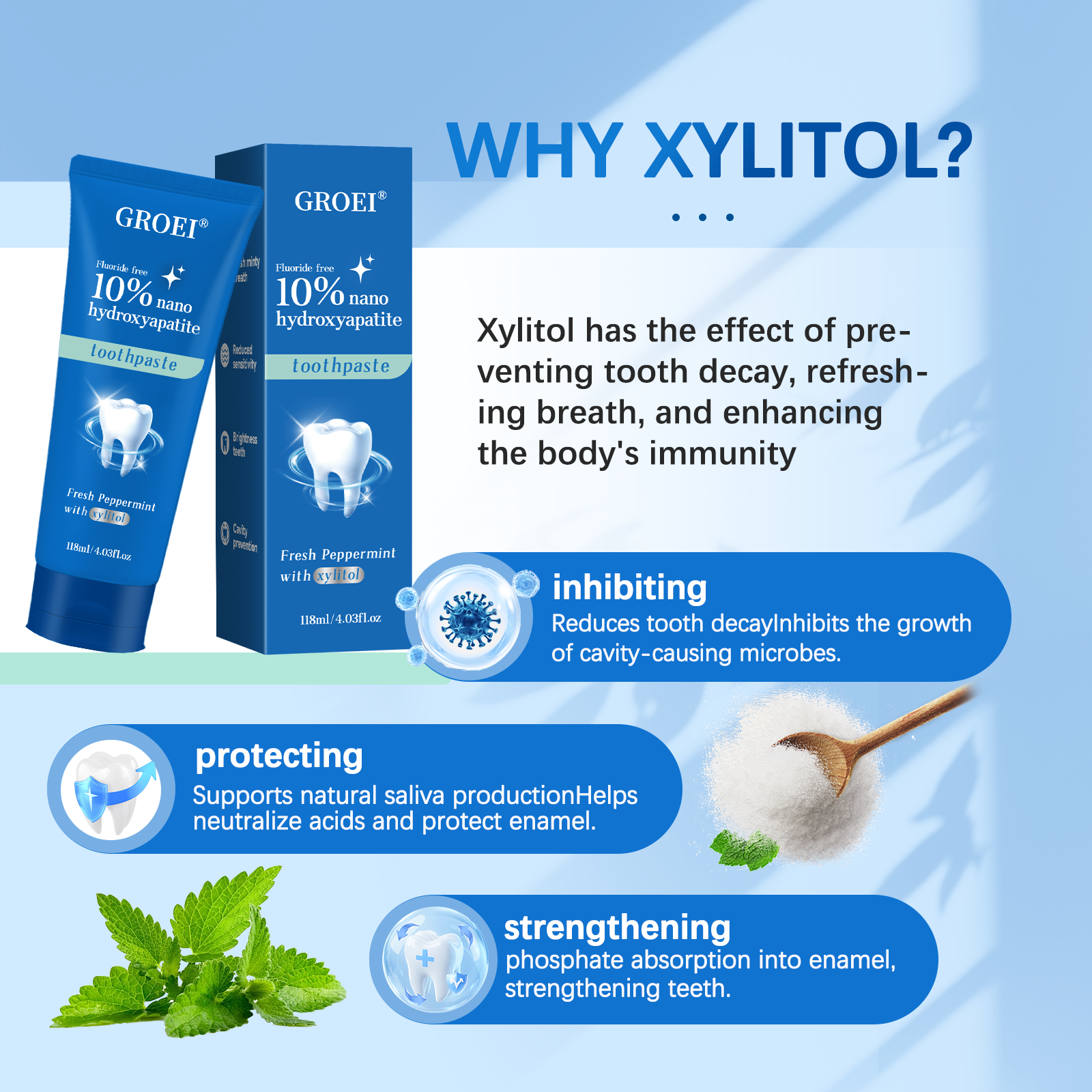 GROEI 10% Nano Hydroxyapatite  - огляд і ціна Hydroxyapatite Toothpaste