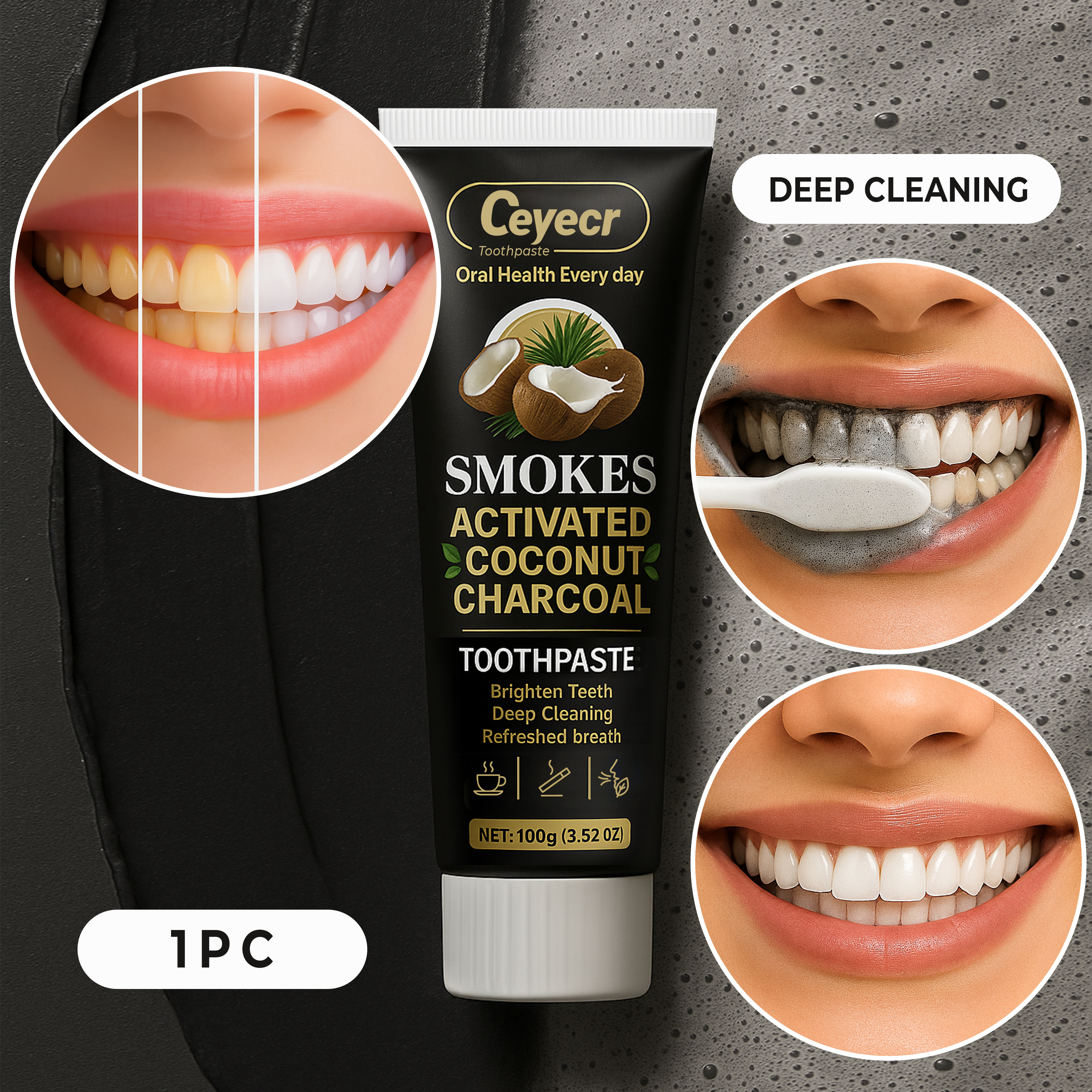 1pc Natural Activated Charcoal - огляд і ціна Remineralizing Toothpaste
