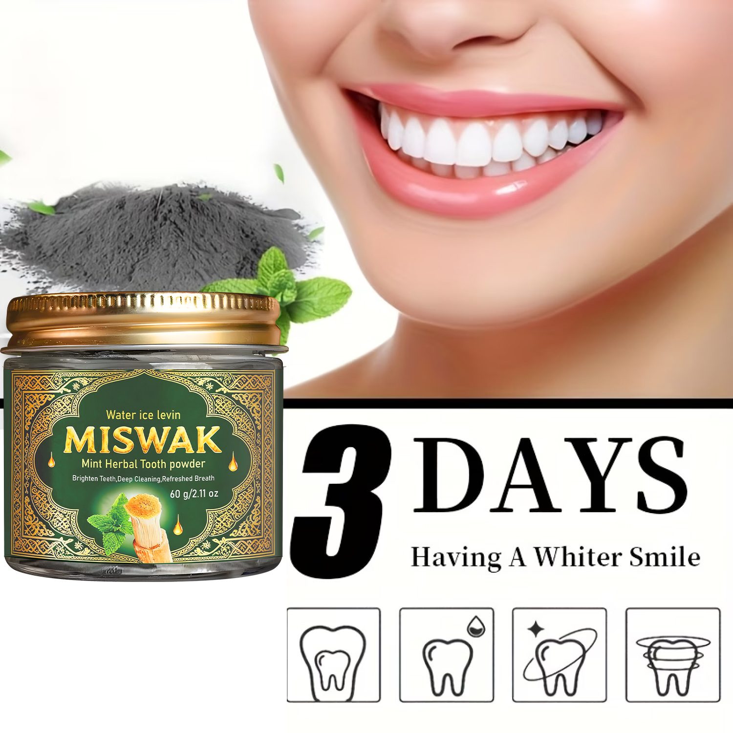MISWAK Mint Herbal Tooth Powde - огляд і ціна Remineralizing Toothpaste