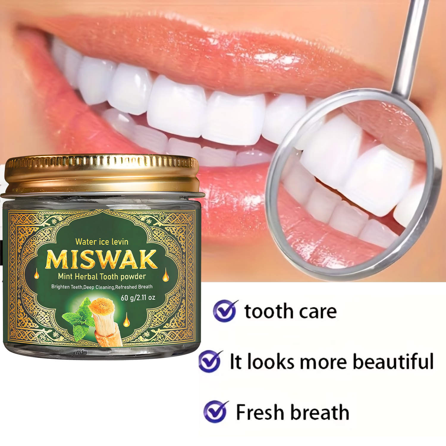 MISWAK Mint Herbal Tooth Powde - огляд і ціна Remineralizing Toothpaste