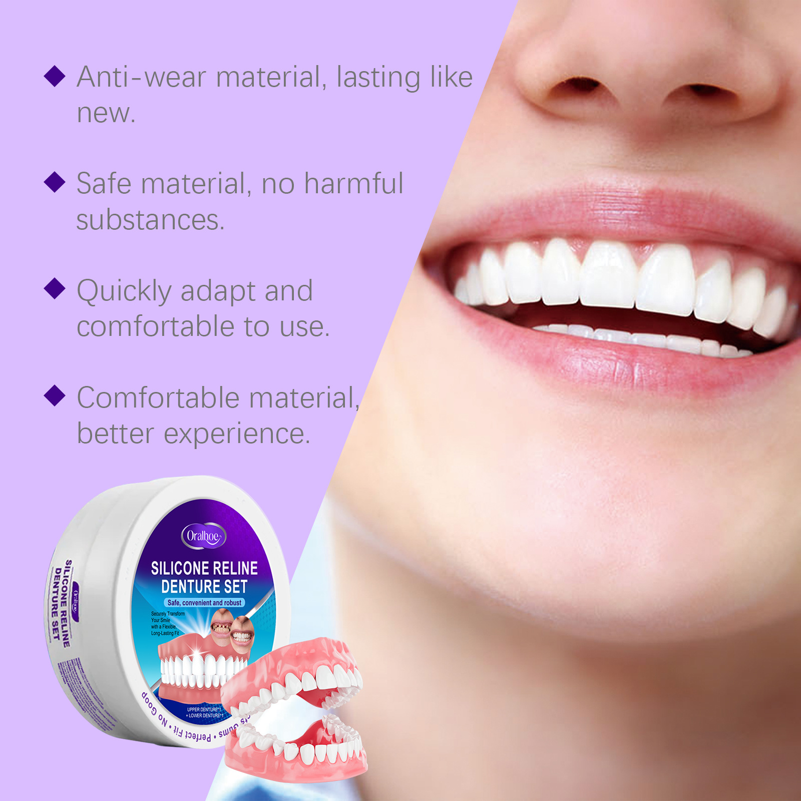 Oralhoe Silicone Denture Set R - огляд і ціна Teeth Whitening Kit