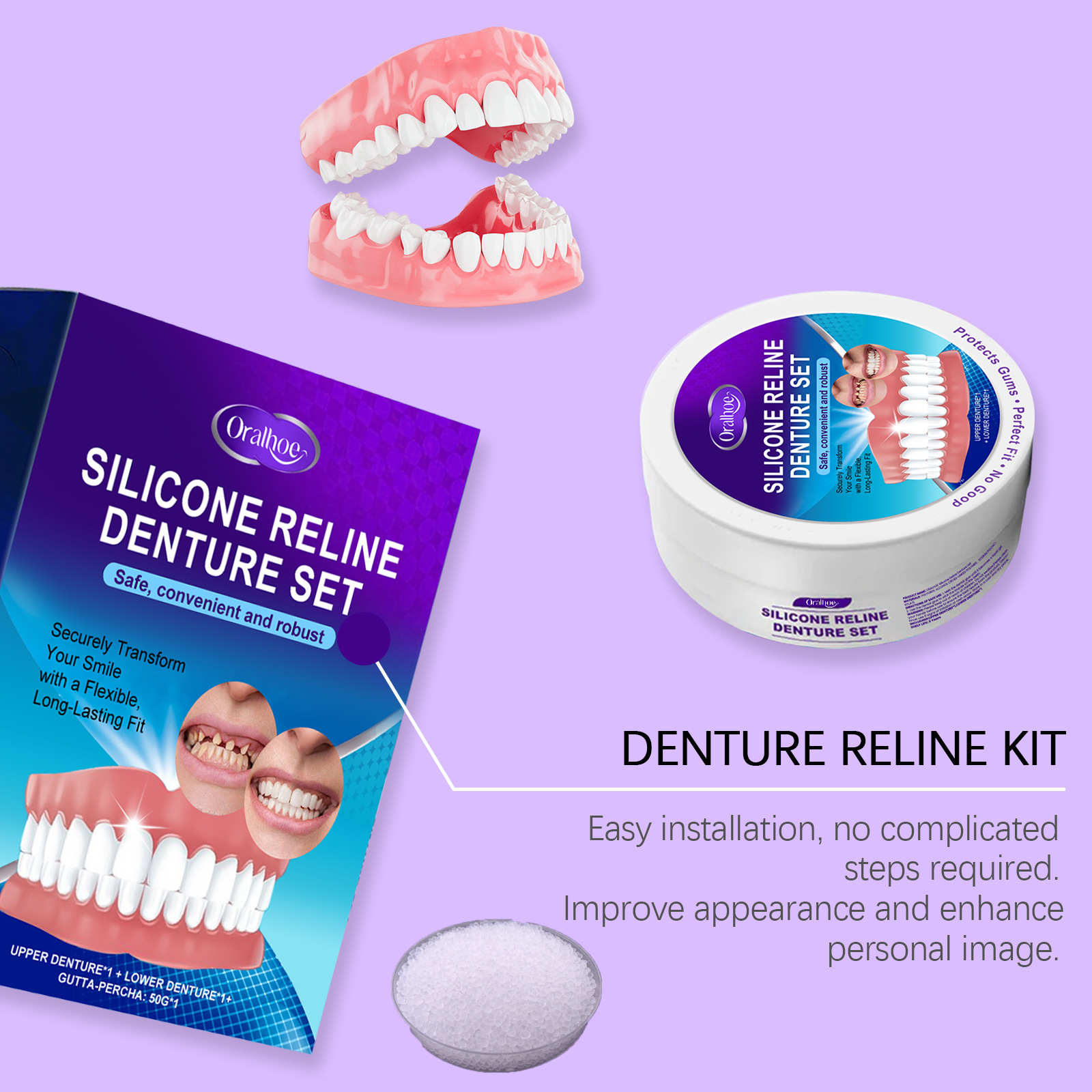 Oralhoe Silicone Denture Set R - огляд і ціна Teeth Whitening Kit